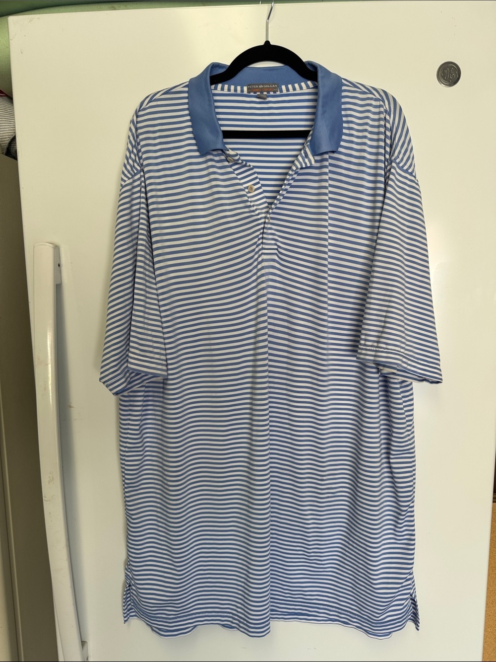Peter Millar Summer Comfort Blue and White Striped Polo size XXL